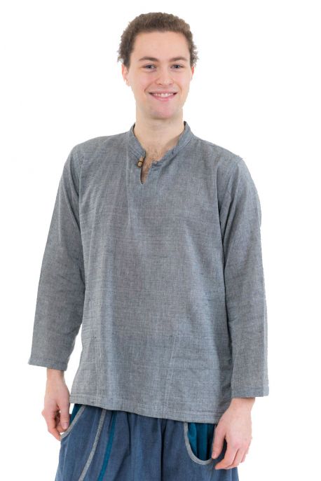 Chemise col mao ethnique zen Jin face