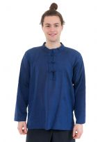 Chemise col mao homme bleu nuit Pio face