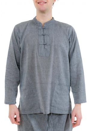 Chemise col mao homme gris chine Louis zoom