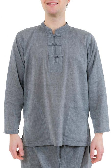 Chemise col mao homme gris chine Louis zoom