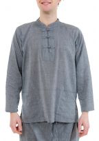 Chemise col mao homme gris chine Louis zoom