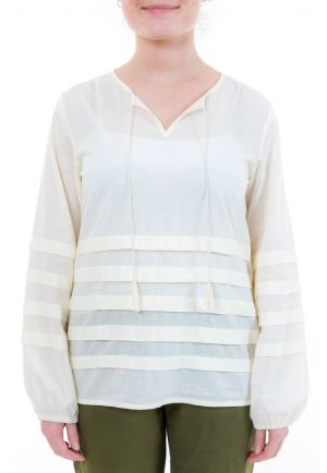 Blouse col tunisien plis et pampilles zoom