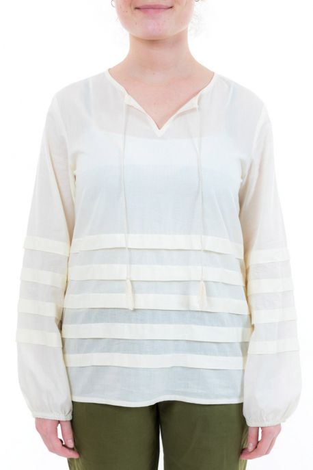 Blouse col tunisien plis et pampilles zoom