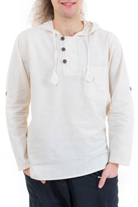 Chemise ethnique avec capuche natural Mio zoom