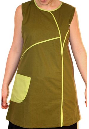 Tunique ethnique verte bicolor big pocket