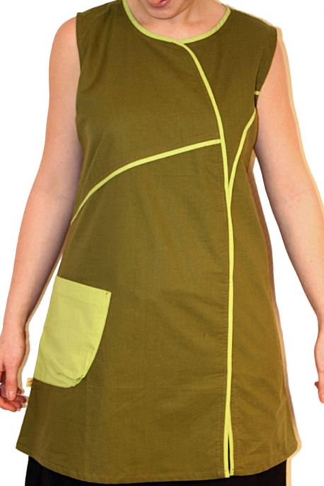 Tunique ethnique verte bicolor big pocket