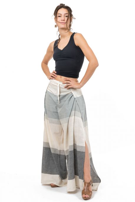 Pantalon femme fluide jambe fendue