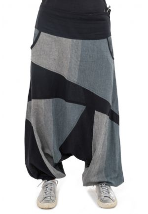 Sarouel homme ethnic graphic noir gris Patanga