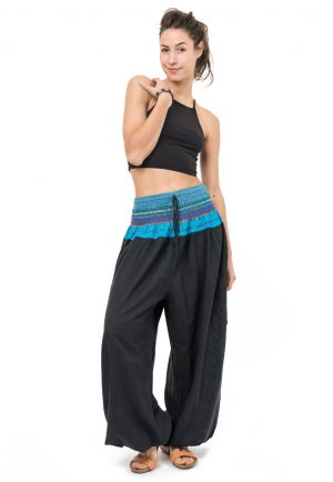 Pantalon sarouel femme indian chic sari turquoise et or