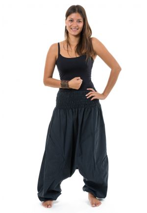Sarouel grande taille elastique noir Jeenah face