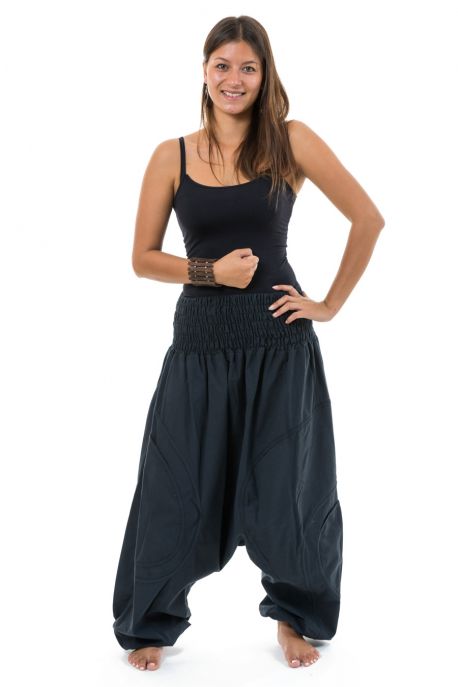 Sarouel grande taille elastique noir Jeenah face