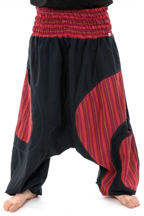 Sarouel grande taille elastique noir rouge Pataya personnalisable