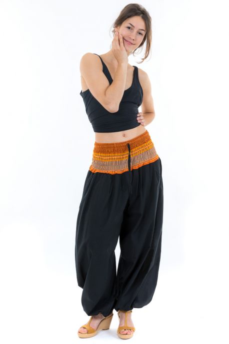 Pantalon sarouel indian chic sari orange face