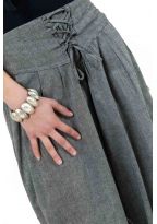 Pantalon ethnic chic aladin zen ceinture corset gris chine Divyna