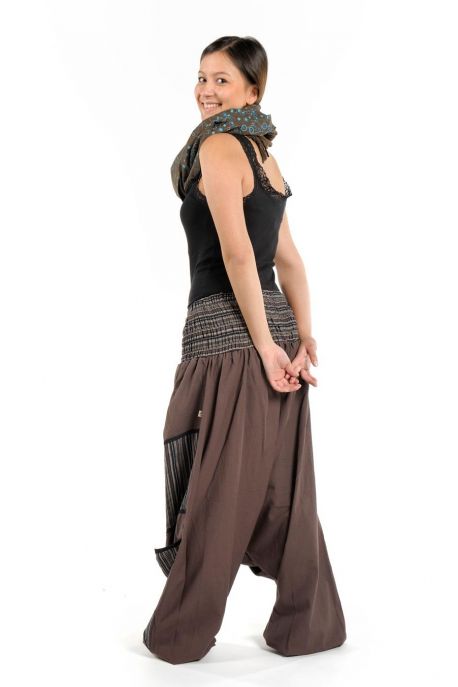 Sarouel elastique grande taille Djecky brown personnalisable
