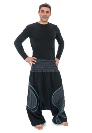 Sarouel grande taille smoke noir rayures noires Pattaya