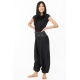 Sarouel elastique mixte noir gris rayures coton leger Haku