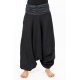 Sarouel elastique mixte noir gris rayures coton leger Haku
