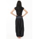 Sarouel elastique mixte noir gris rayures coton leger Haku