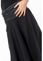 Sarouel elastique mixte noir gris rayures coton leger Haku