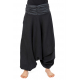 Sarouel elastique mixte noir gris rayures coton leger Haku
