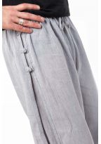 Pantalon japonais relax zen mixte boutons coton leger gris