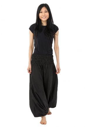Sarouel ethnique grande taille mixte coton doux noir