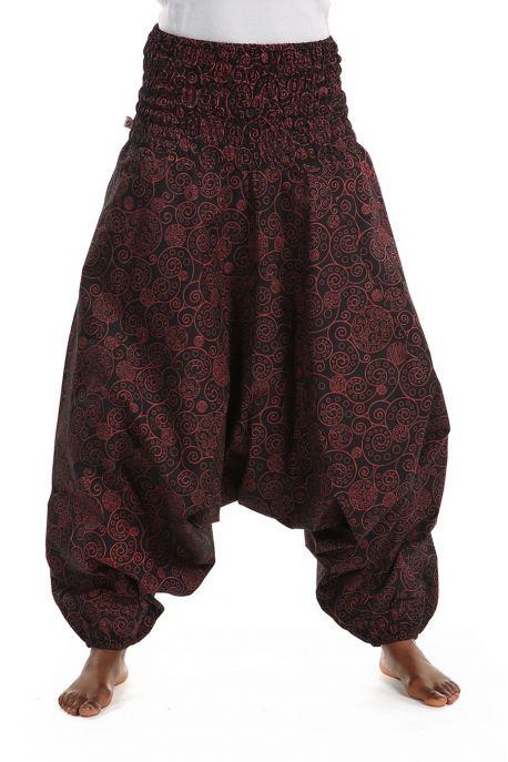 Pantalon sarwel femme smocke spirale ethnique chic personnalisable
