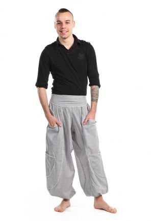 Pantalon sarouel baggy aladin homme femme gris clair personnalisable