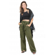 Pantalon droit basic ethnic ceinture amovible kaki