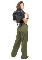 Pantalon droit basic ethnic ceinture amovible kaki