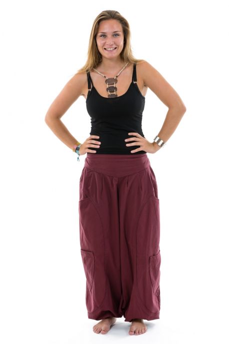 Pantalon sarouel baggy ethnic chic bordeaux Kalaah face