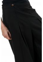 Pantalon ethnique large bouffant droit femme noir uni Damh