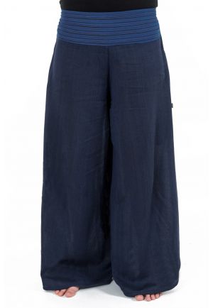 Pantalon ethnique leger navy blue chine et rayures Nausika