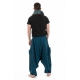 Pantalon sarwal zen Nepal homme femme coton leger bleu petrole