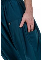 Pantalon sarwal zen Nepal homme femme coton leger bleu petrole