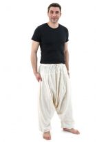 Pantalon sarwel Nepal zen homme femme coton leger creme Tara
