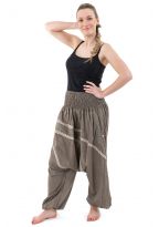 Sarouel grande taille smocks beige chanvre chine Unduman