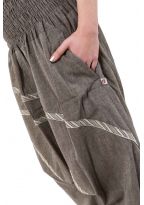 Sarouel grande taille smocks beige chanvre chine Unduman