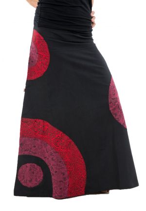 Jupe longue psychedelic nepali dream noir rouge hiver personnalisable