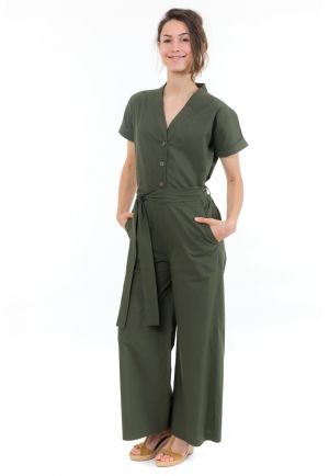 Combinaison pantalon femme saharienne kaki face