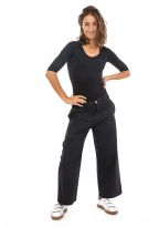 Pantalon large avec pinces noir Deenah face