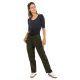 Pantalon peau de peche avec pinces kaki face