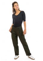 Pantalon peau de peche avec pinces kaki face