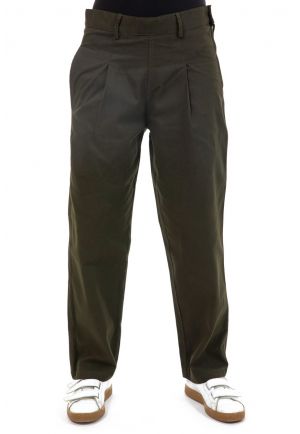 Pantalon peau de peche avec pinces kaki zoom