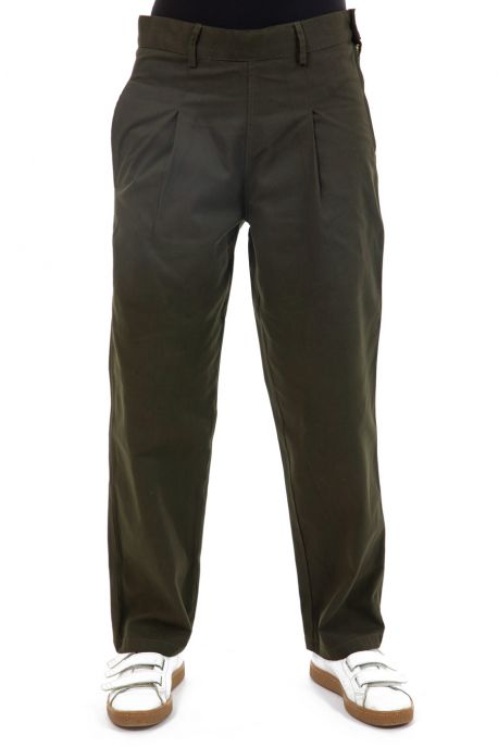 Pantalon peau de peche avec pinces kaki zoom
