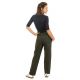 Pantalon peau de peche avec pinces kaki