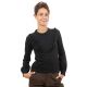 Top plastron volants manches longues noir face