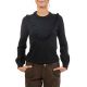 Top plastron volants manches longues noir zoom