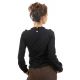 Top plastron volants manches longues noir